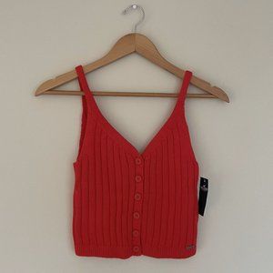 Hollister | Red Knit Button-Up Tank Top